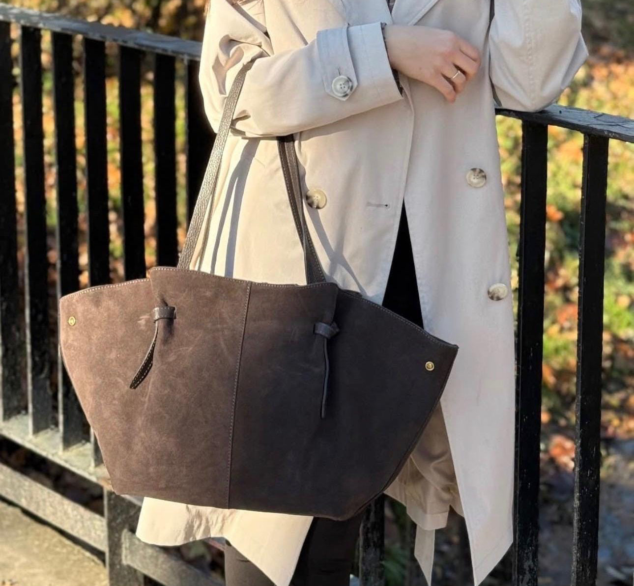 Duża torebka zamszowa czekoladowa, torebka brązowa damska , naturalny zamsz