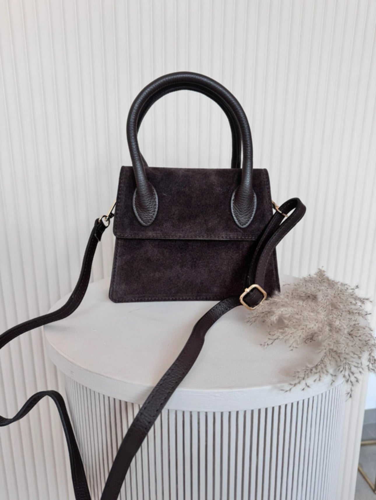 Zamszowa czekoladowa torebka premium