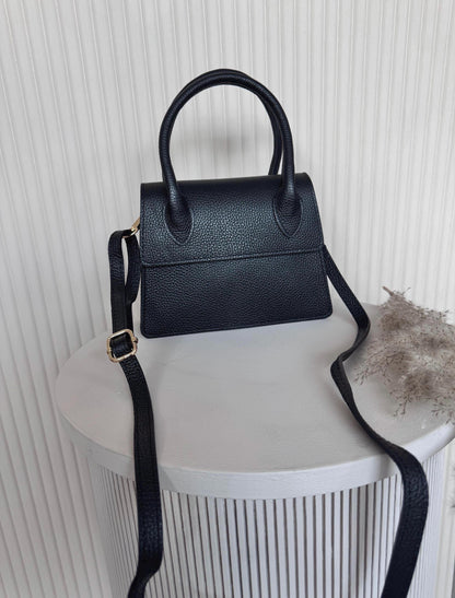 Torebka czarna ze skóry naturalnej , mała torebka na ramię , torebka damska