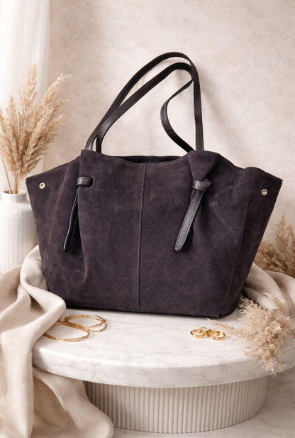 Duża torebka zamszowa czekoladowa, torebka brązowa damska , naturalny zamsz