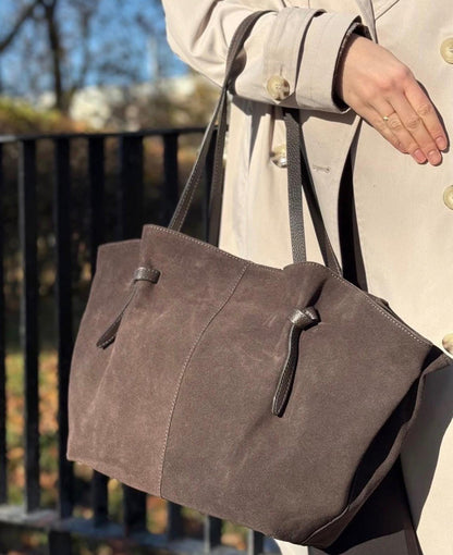 Duża torebka zamszowa czekoladowa, torebka brązowa damska , naturalny zamsz