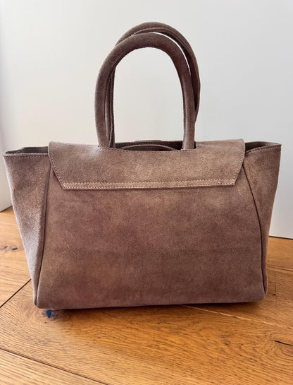 Torebka zamszowa beżowa shoper , torebka damska , Naturalny zamsz